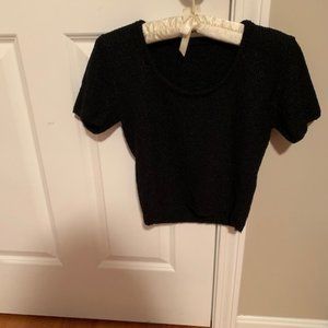 Black Short Sleeve Knit Top
